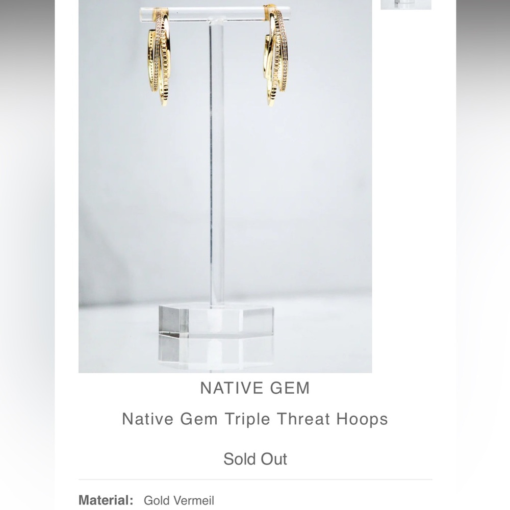 Native Gem 18k gold triple hoop earrings